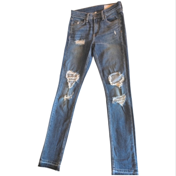 LIKE NEW Rag & Bone 10 In. Dre Destroyed Released Hem Skinny Jeans, size 24x30 - Picture 2 of 16
